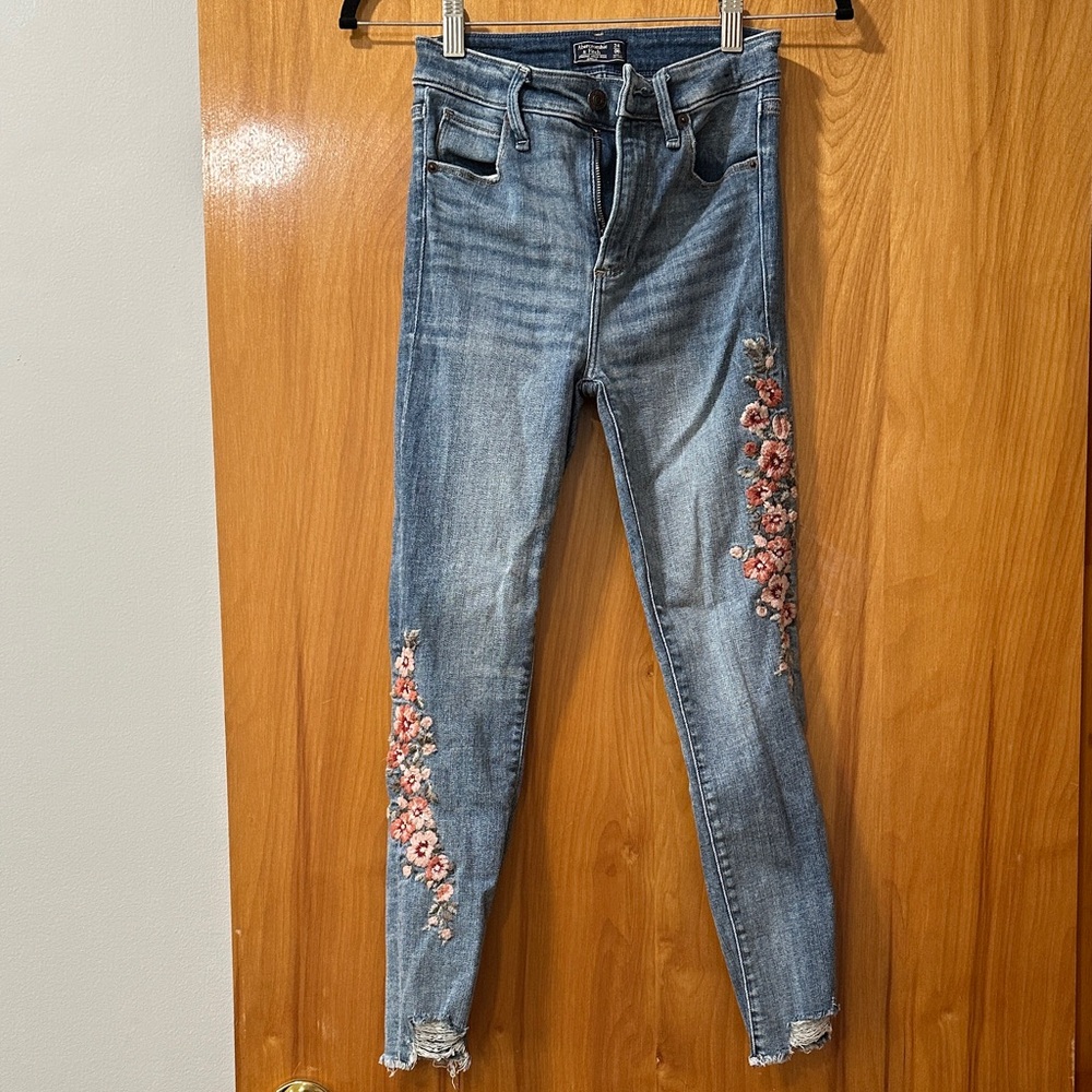Abercrombie & Fitch Blue Floral Skinny Jeans